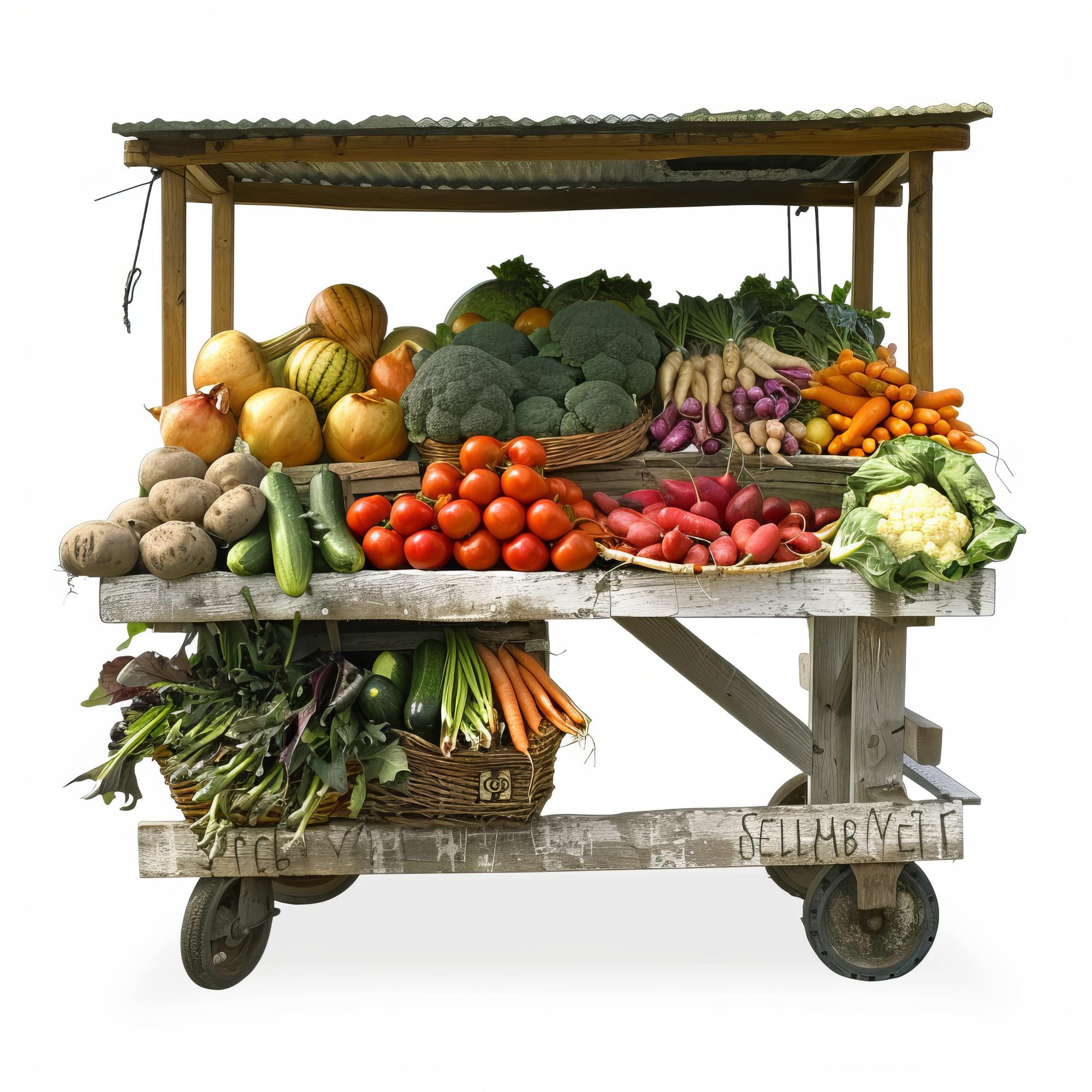 Local farm market stall with vegetables
